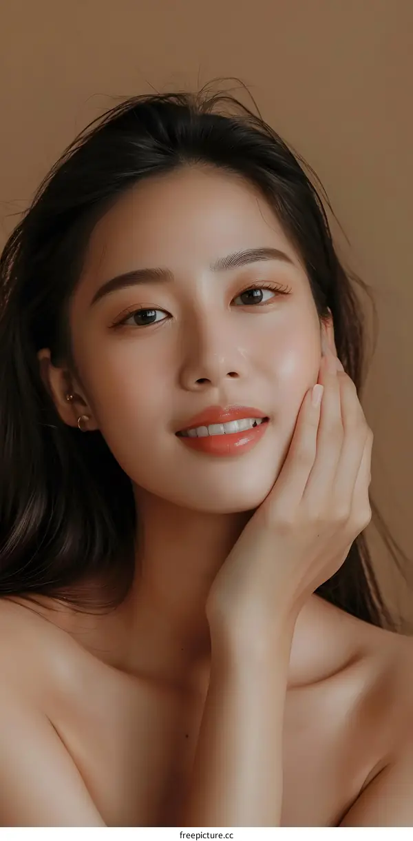 Portrait of a Young Woman with Long Black Hair