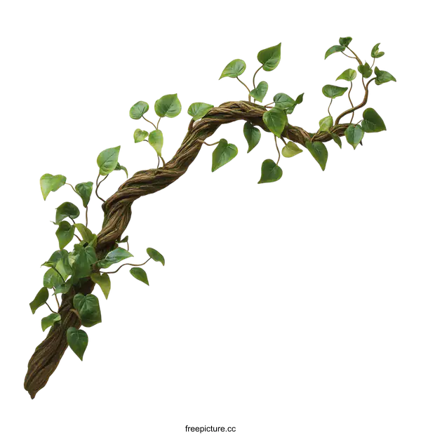 [Transparent Background PNG]Twisted Branch with Lush Foliage