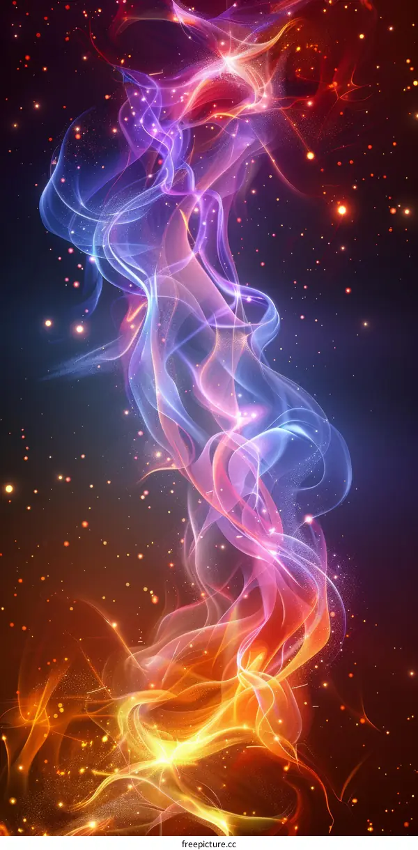 Colorful smoke flowing in space
