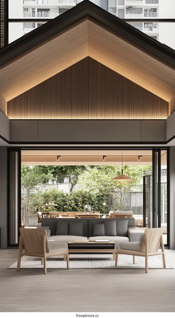 Modern Japanese Style Living Room Design Illustration