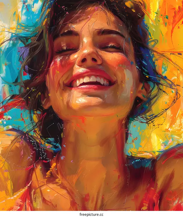 colorful portrait of a smiling woman