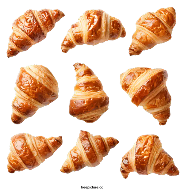 [Transparent Background PNG]Top view of croissants on white background