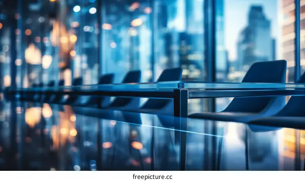 Empty Modern Office Conference Room with Glass Table and Chairs