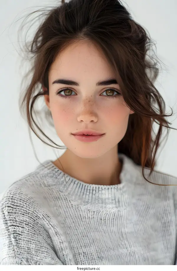portrait of a young woman with freckles