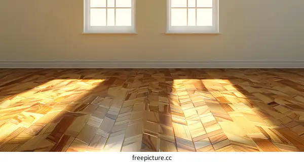 Sunlight Streaming Through Windows Onto Wooden Floor