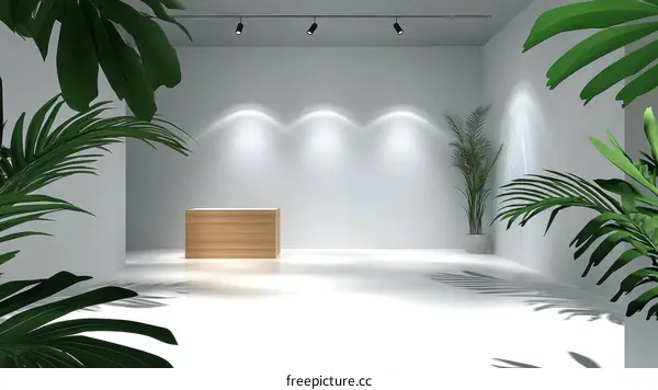 Modern Minimalist Empty Reception Desk Interior Design