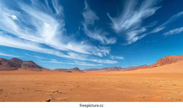 Amazing Cirrus Clouds Over Desert