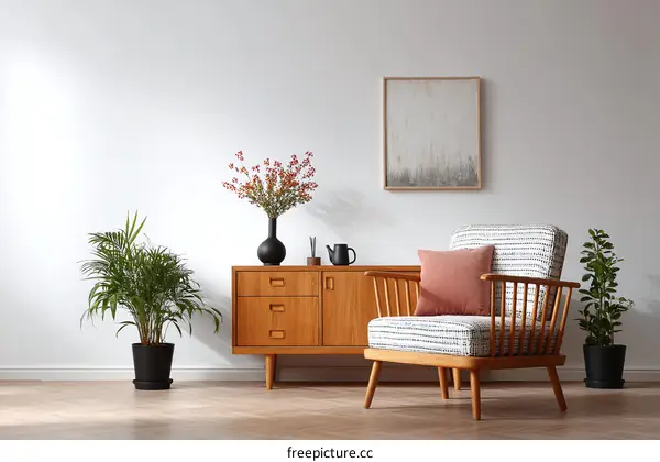 Stylish Mid-Century Modern Living Room with Accent Chair