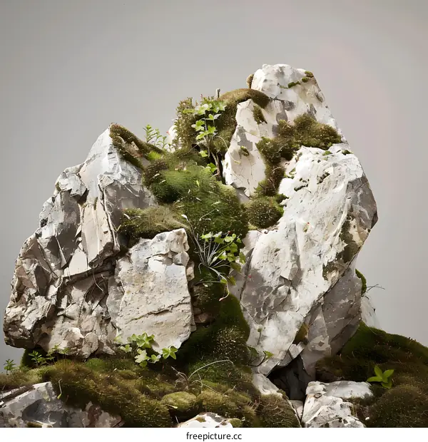Close Up Of Green Moss Growing On A Rock