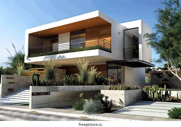 Modern House with Minimalist Design and Lush Greenery