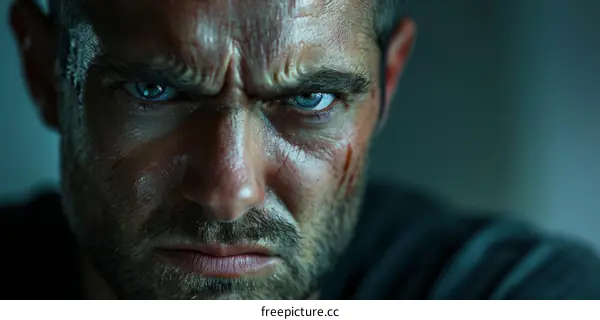 Closeup Portrait of a Determined Man