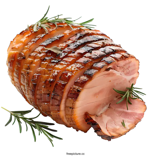 [Transparent Background PNG]Roasted pork with rosemary garnish