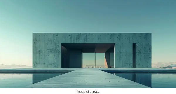 Modern facade of luxury villa with mountain view and pool