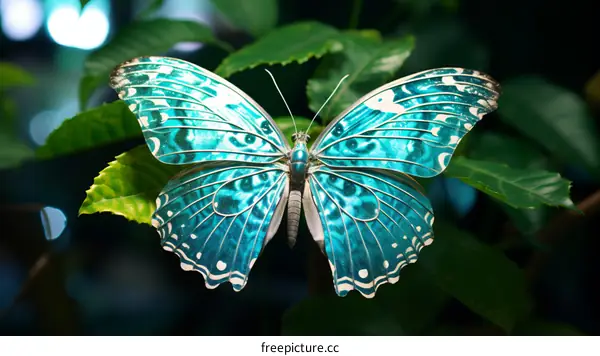 A Stunning Blue Butterfly Perched on a Leaf