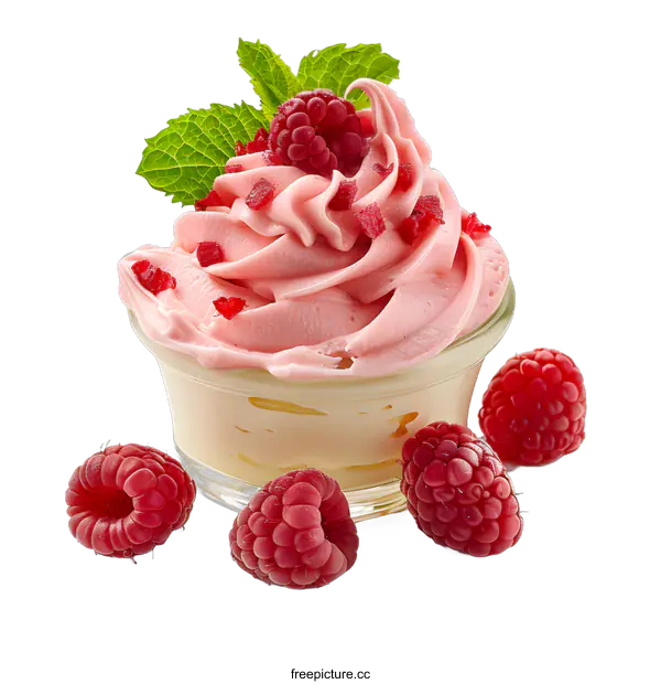 [Transparent Background PNG]Pink Raspberry Frozen Yogurt Dessert