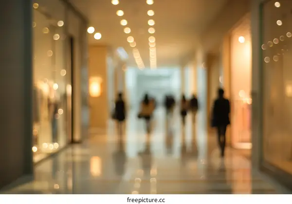 Blurred Shopping Mall Interior with People
