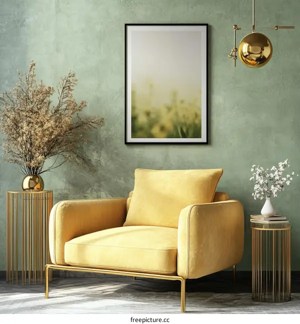 Modern Living Room with Golden Accents