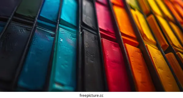 Close-up of Assortment of Plastic Sticks in Vibrant Colors