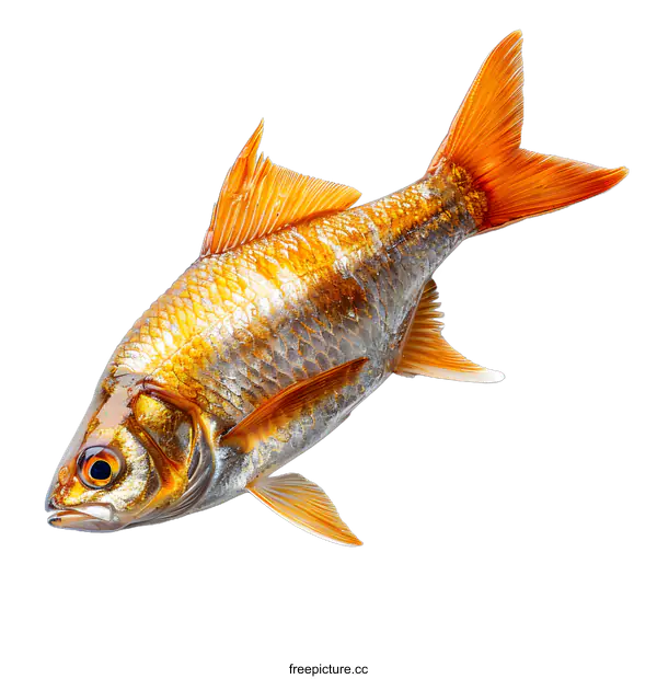 [Transparent Background PNG]Golden Fish on White Background