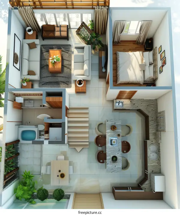 Small House Floor Plan Design with Modern Kitchen