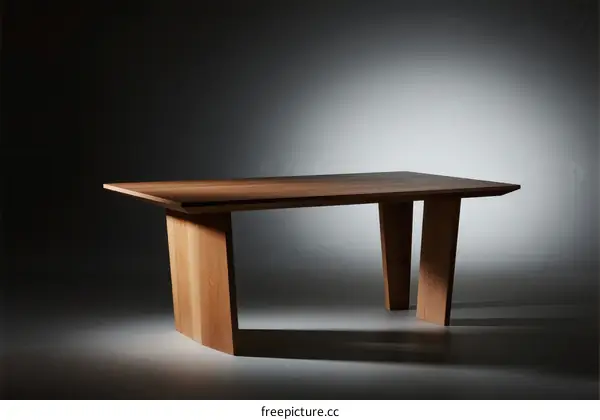 Modern wooden table with unique geometric legs design