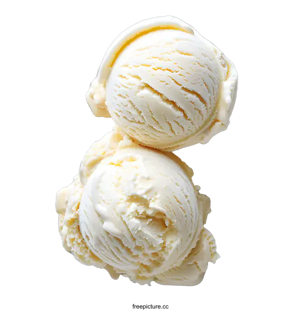 [Transparent Background PNG]Two Scoops of Vanilla Ice Cream on White Background