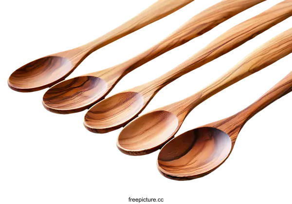 [Transparent Background PNG]Elegant Wooden Spoons on White Background