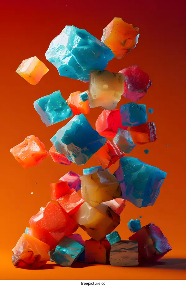 Colorful 3D illustration of一堆五颜六色的石头