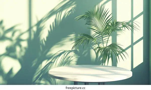 Modern Minimalist Showcase with Tropical Plant