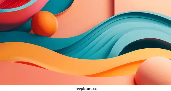 Abstract Geometric Shapes in Orange, Pink, and Blue