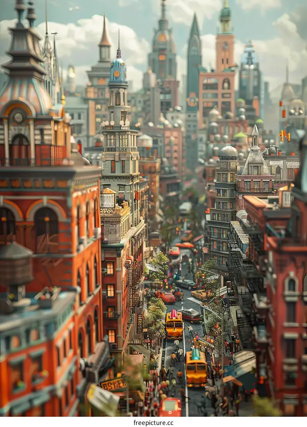 A Miniature City Street Scene