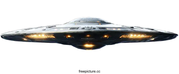[Transparent Background PNG]Futuristic Flying Saucer in Dark Space