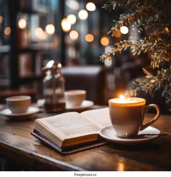 Cozy Cafe Still Life: Coffee, Book, and Warmth