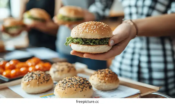 Delicious Burger Being Held by a Woman