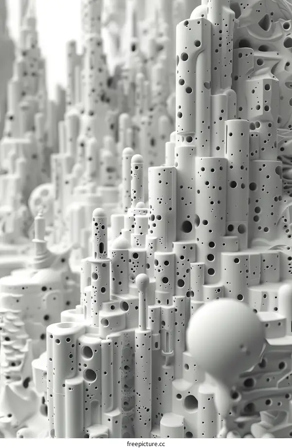 Abstract Cityscape of Interlocking Structures