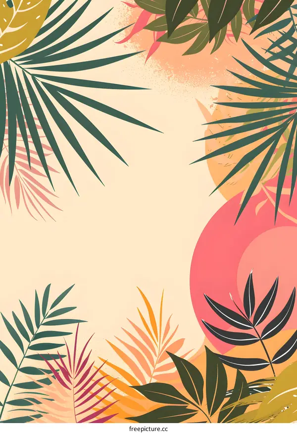 Tropical Leaves Illustration Background Design
