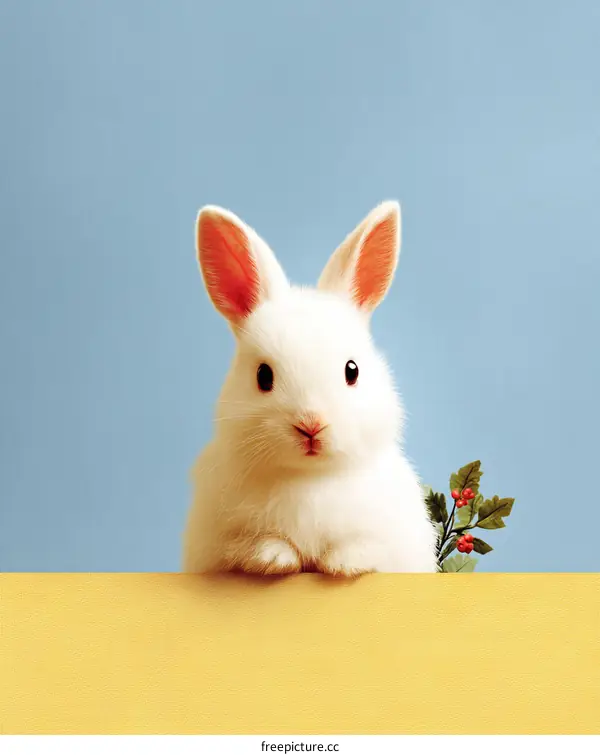 Cute White Rabbit  Background Image