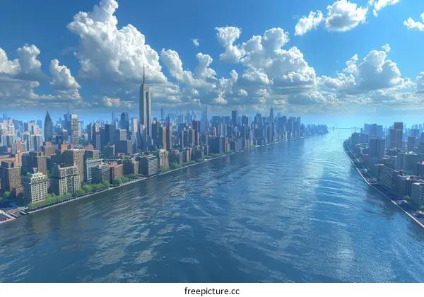 Manhattan Skyline at Dusk from Across the East River