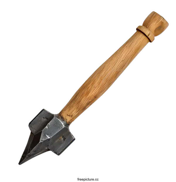 [Transparent Background PNG]Antique Wooden Handle Tool with Metal Tip
