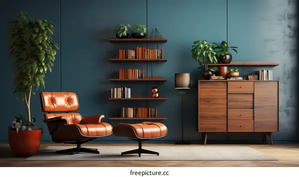 Mid-Century Modern Living Room with Stylish Accents