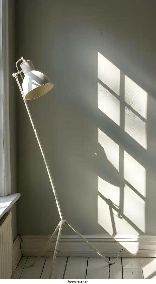 White Floor Lamp in a Room with Window Light