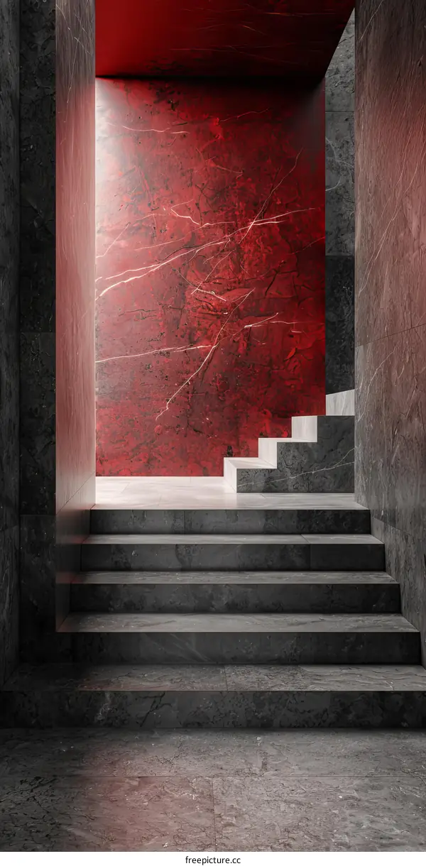Modern Red Marble Staircase Interior Design