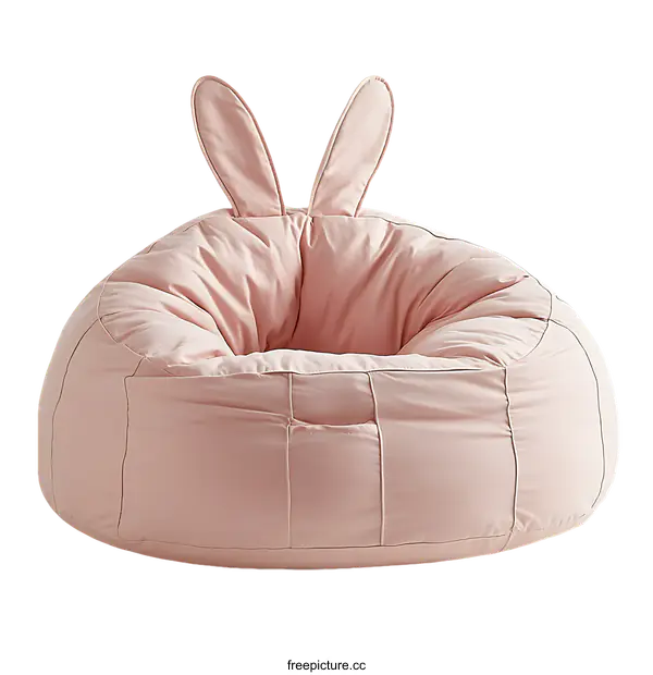 [Transparent Background PNG]Adorable Pink Bean Bag Chair with Bunny Ears