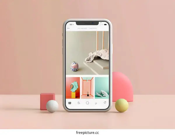 Modern Smartphone Design Mockup With Abstract Shapes