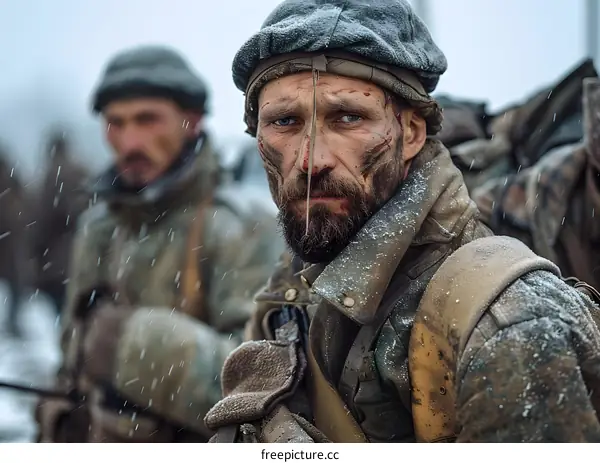 Portrait of a soldier in winter gear