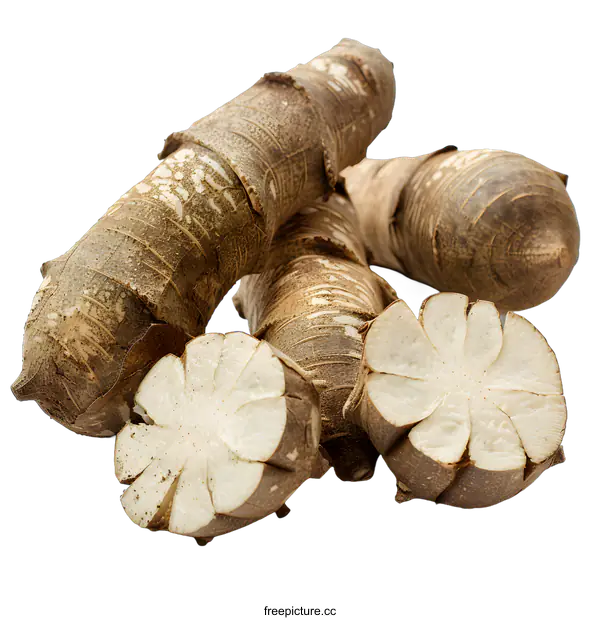 [Transparent Background PNG]Fresh taro root isolated on white background