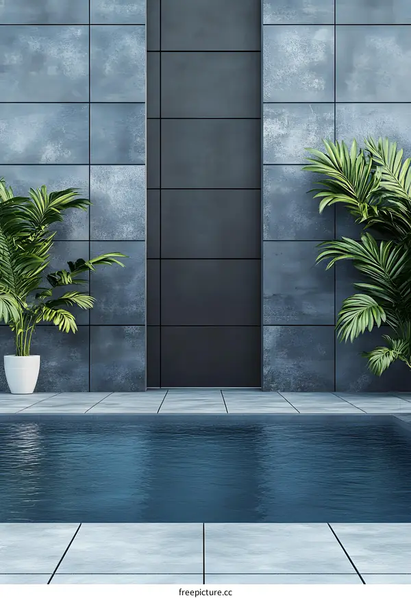 Minimalist Modern Pool Design with Green Plants