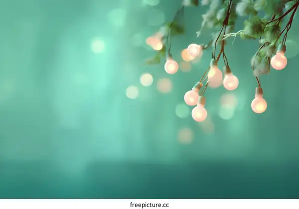Soft Teal Background with String Lights