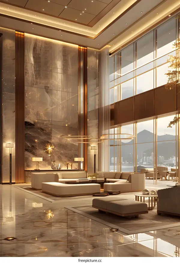 Luxury hotel lobby
