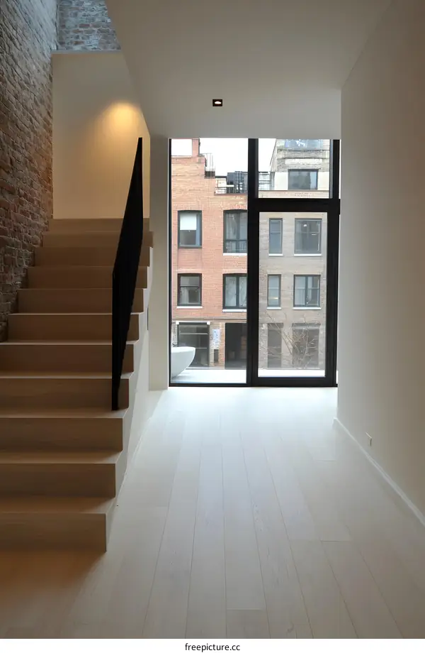Modern Staircase with Large Window View